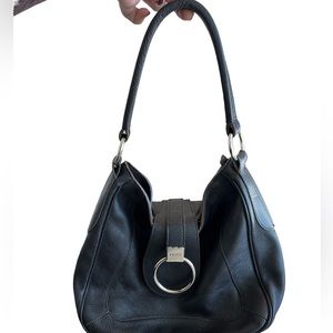 Furla Aretha Dark Brown Pebble Leather Hobo Mint